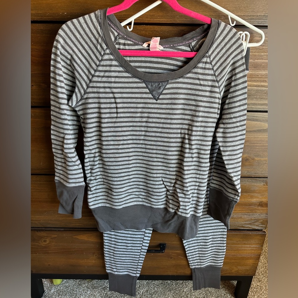 Victoria's Secret Kids Gray Striped Pajama Set